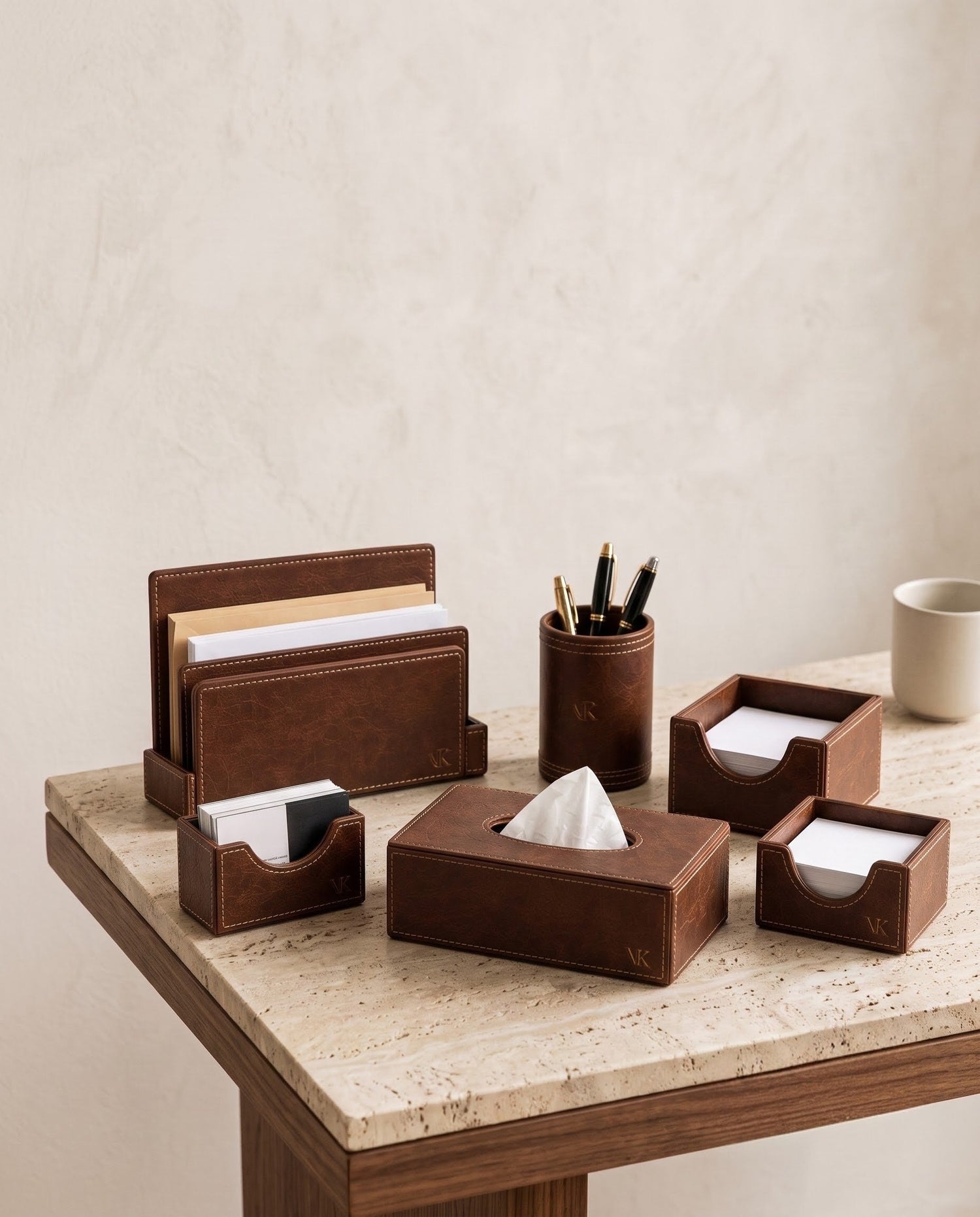 VK by CREDO Desktop Organisers — vegan leather desk accessory set